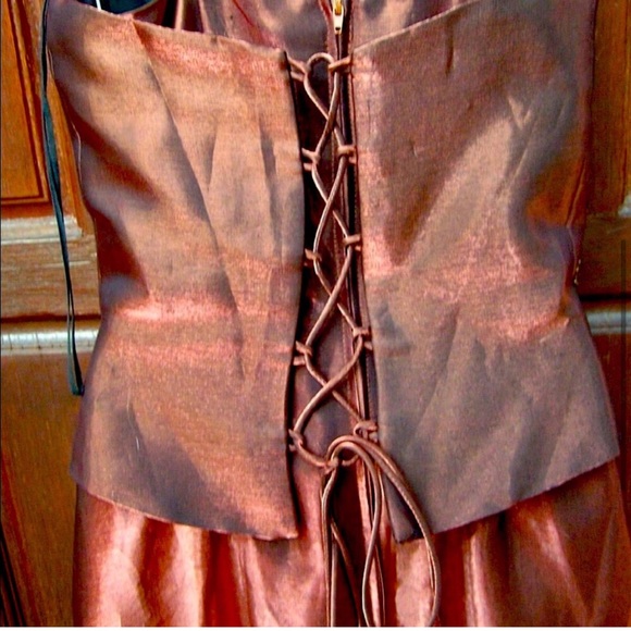 Dave & Johnny Full Length Copper Gown Dress - Picture 4 of 11